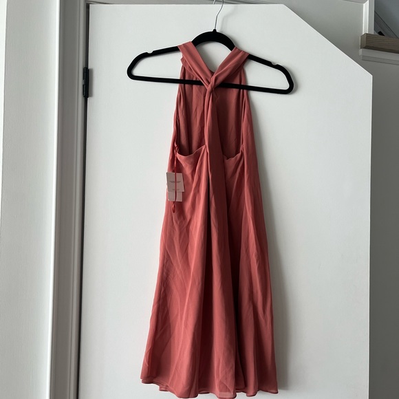 Pink Sleeveless High Neck Mini Dress - Picture 3 of 7